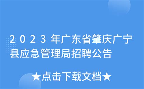 2023年广东省肇庆广宁县应急管理局招聘公告