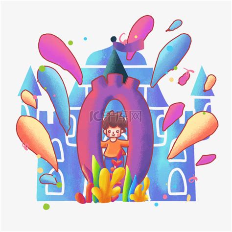 宏大城堡数字艺术插画图片-千库网