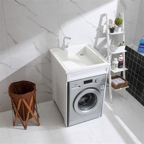 太空铝阳台洗衣机柜定制一体洗衣柜石英石高低洗衣池滚筒收纳组合-淘宝网