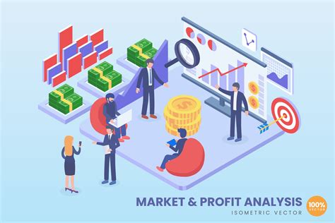 市场与利润分析主题2.5D矢量等距概念插画 Isometric Market And Profit Analysis Vector – 设计小咖