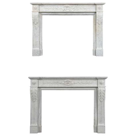 Set of French Antique Carrara White Marble Louis XVI Fireplace Mantels ...