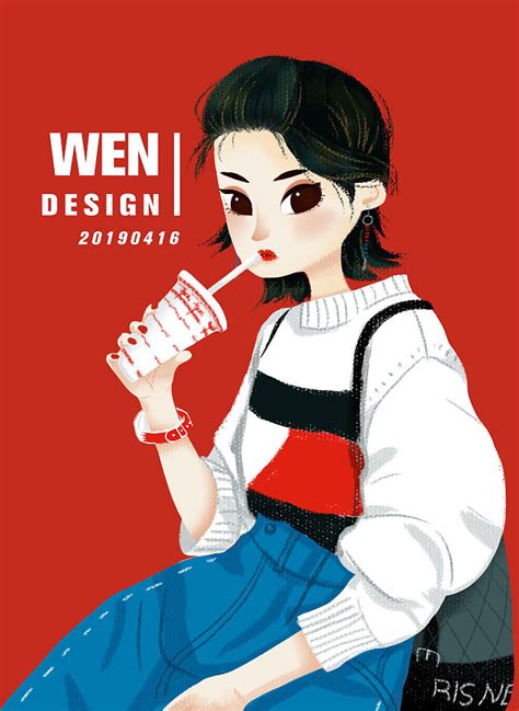 喝奶茶的女孩|插画|插画习作|WENWENA - 原创作品 - 站酷 (ZCOOL)