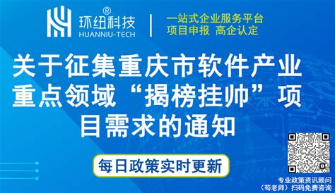 重庆市经济和信息化委员会 | 关于征集重庆市软件产业重点领域“揭榜挂帅”项目需求的通知 - 环纽信息