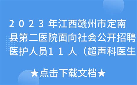 2023年江西赣州市定南县第二医院面向社会公开招聘医护人员11人（超声科医生、护士）