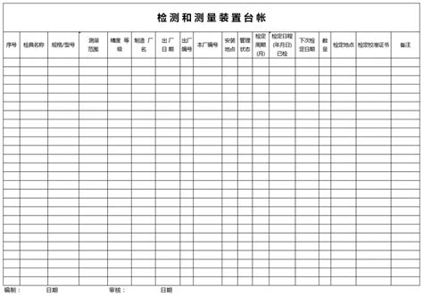 检测和测量装置台帐Excel模板_检测和测量装置台帐Excel模板下载_其他-脚步网