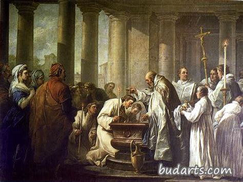 圣奥古斯丁的生命-圣奥古斯丁的洗礼 - 查尔斯-安德烈·凡·卢 - 画园网