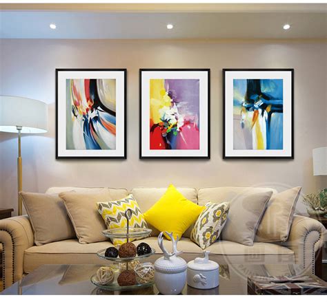 客厅抽象画沙发背景墙装饰画现代简约手绘立体三联挂画餐厅油画-阿里巴巴