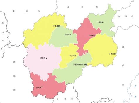 丽水市行政区划地图：丽水市辖1个市辖区、7个县，代管1个县级市分别是哪些？