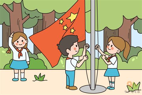 庆祝十一国庆节升国旗插画图片-包图网