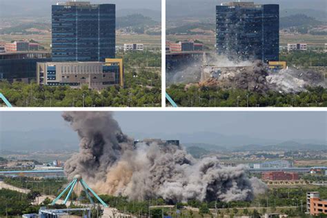朝鲜公布朝韩联络办公室大楼爆破现场图