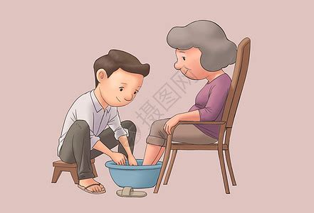 母亲节帮妈妈洗脚插画图片下载-正版图片401095704-摄图网