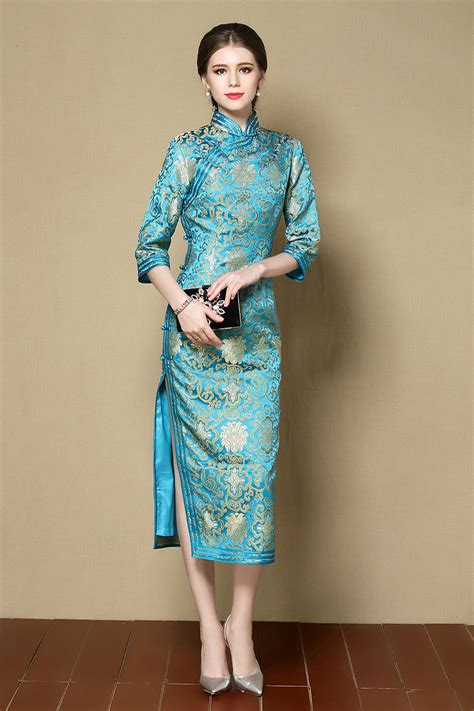 Charming Parsley Pattern Brocade Qipao Cheongsam Dress - Qipao ...