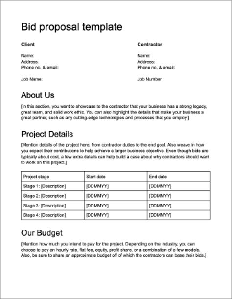 Bid Proposal Templates - Word Templates for Free Download