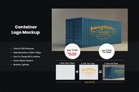 集装箱品牌设计Logo样机模板 Container Logo Mockup-变色鱼