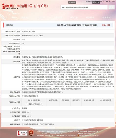 广州市天河区市场监督管理局对广州巨成策划有限公司作出行政处罚-中国质量新闻网