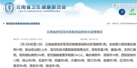 最新疫情通报丨2月1日0时至12时 ，云南新增病例2例，累计报告确诊病例93例_手机新浪网