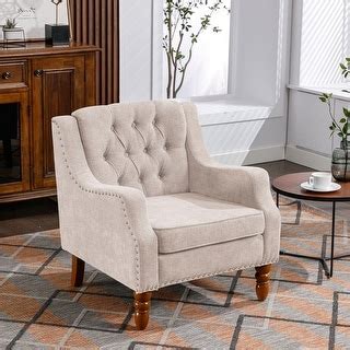 Button Tufted Accent Chair, Equipped with detachable and thickened seat ...