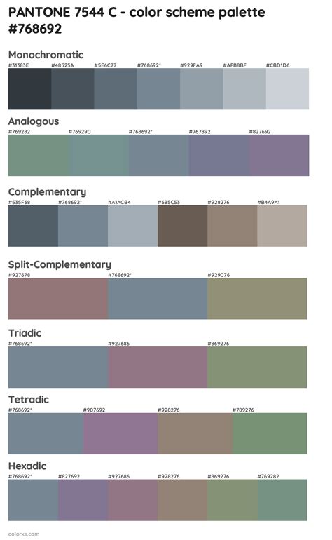 PANTONE 7544 C color palettes and color scheme combinations - colorxs.com