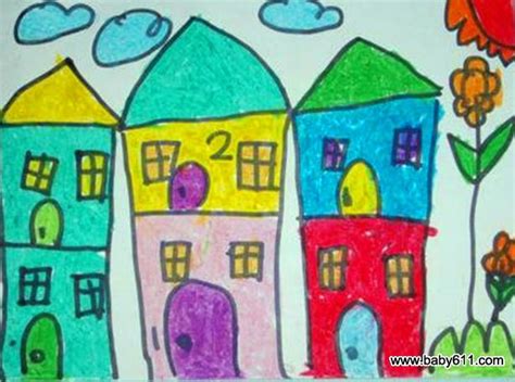 《彩虹上的房子》/少儿绘画作品/儿童画/网络美术馆_中国少儿美术教育网