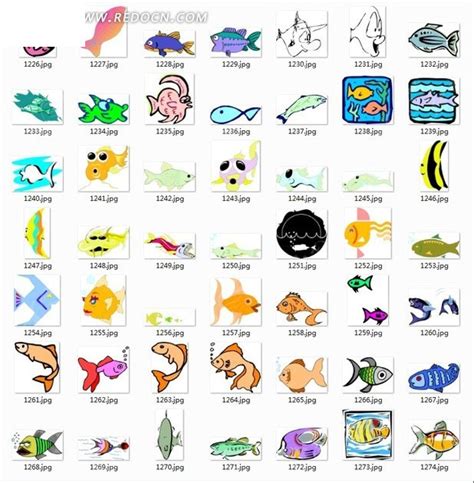 卡通鱼合辑-各种鱼其他素材免费下载_红动中国