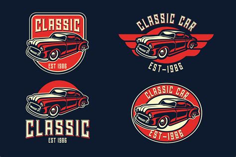 老爷车汽车品牌复古Logo标志模板 Classic Car Vintage Logo Template – 设计小咖