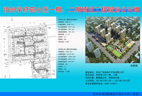 忻州学府苑小区一期、二期项目工程规划公示