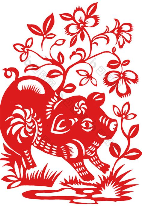 中国十二生肖猪插画图片-包图网