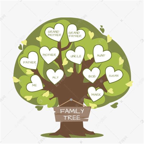 绿色爱心家族树简介装饰素材图片免费下载-千库网