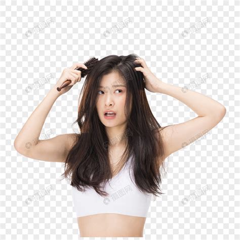 女性梳头掉发脱发困扰烦恼元素素材下载-正版素材401901678-摄图网