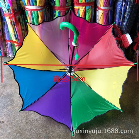 韩系ins可爱云朵彩虹自动拱形透明长柄伞 幼儿园小学儿童雨伞男女-阿里巴巴