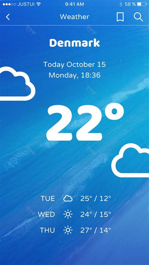 天气预报app首页蓝色科技大气ui设计psd源文件下载