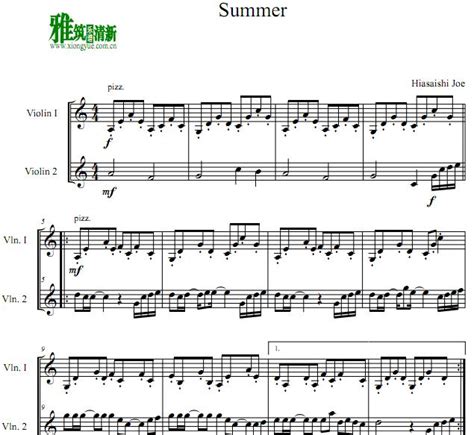 菊次郎的夏天Summer小提琴二重奏谱 - 雅筑清新乐谱
