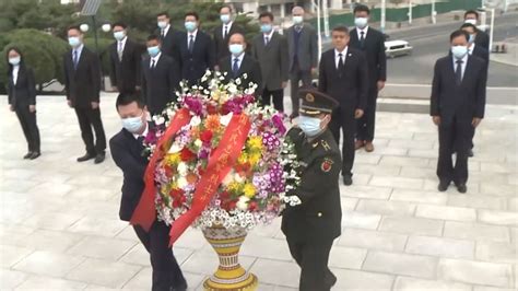 中国驻朝鲜大使馆向友谊塔敬献花篮_腾讯视频
