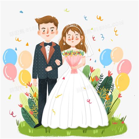婚礼情侣接吻插画素材图片免费下载-千库网