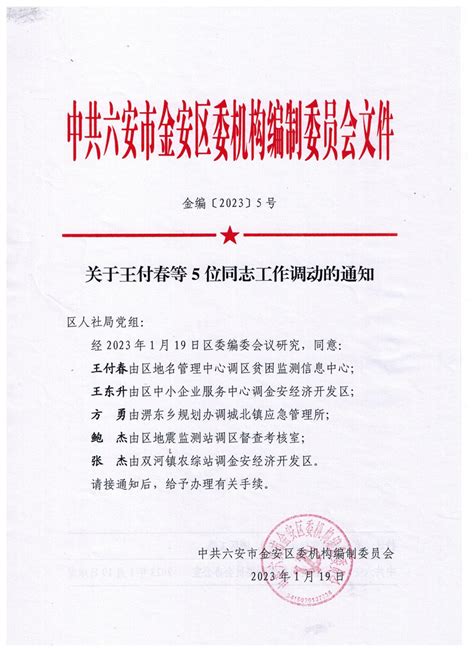 关于朱浩敏等15名同志工作调动的通知 - 张家港市南丰镇