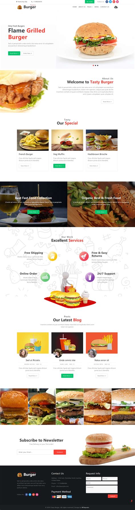 HTML5绿色简洁样式美味汉堡网页模板代码下载