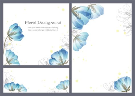 Set Of Vector Floral Backgrounds With Text Space Isolated On A Plain ...
