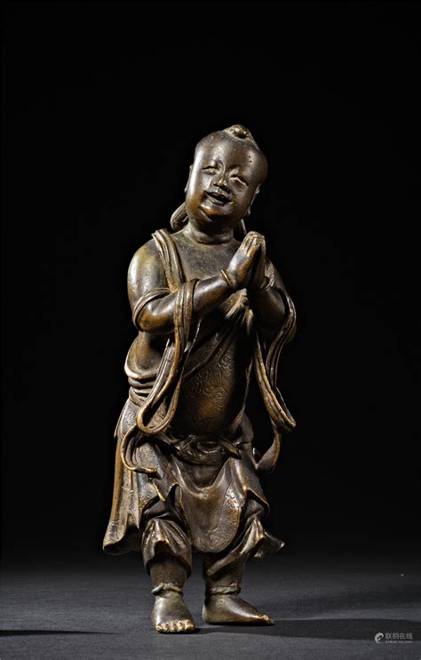 铜鎏金善财童子-古代佛像-图片