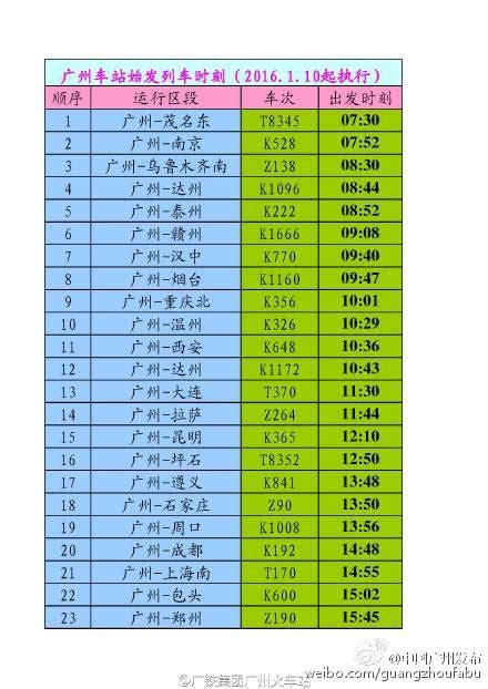 2016年广州火车站列车时刻表大全(始发、终到、中转)- 广州本地宝