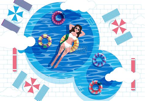 夏日游泳池插画插画图片下载-正版图片400280268-摄图网