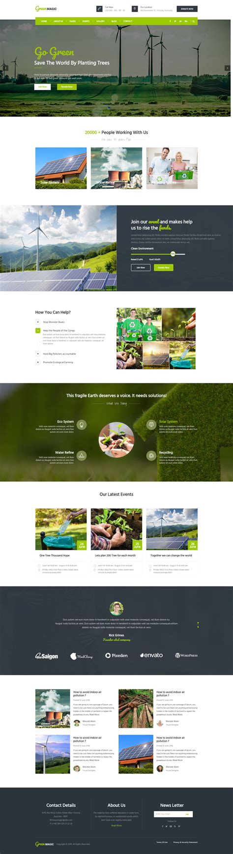 绿色清新HTML5环保宣传网站模板Bootstrap环境保护Css3动画模板 - Green Magic