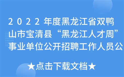 2022年度黑龙江省双鸭山市宝清县“黑龙江人才周”事业单位公开招聘工作人员公告