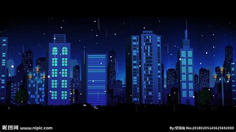 卡通夜晚城市矢量图__合成背景素材_影视编辑_矢量图库_昵图网nipic.com