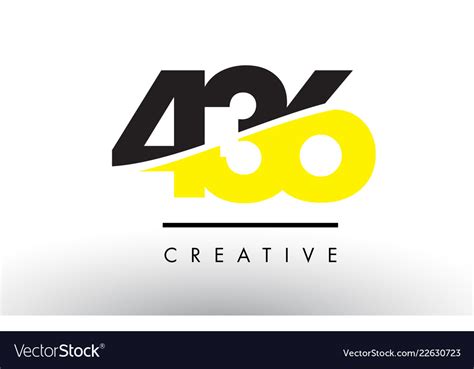 436 black and yellow number logo design Royalty Free Vector