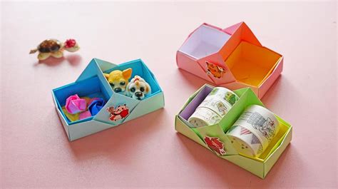 折纸彩纸收纳盒(用彩纸折收纳盒) - 抖兔学习网