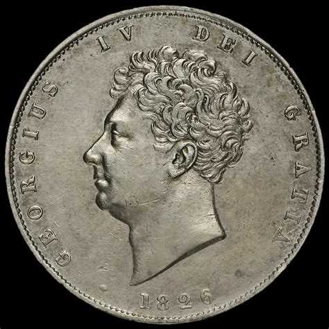 1826 George IV Milled Silver Half Crown, Near EF