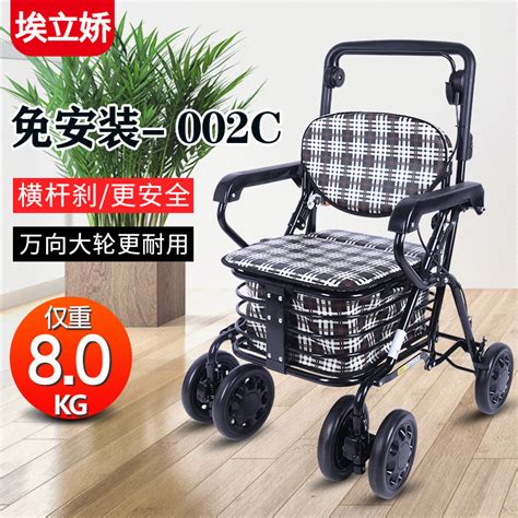 老人手推车折叠代步购物可坐四轮小推车老年人坐的能推走的软椅子-淘宝网