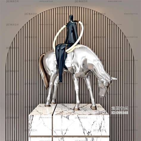 现代抽象人物骑马雕塑-【集简空间】3d模型_su模型_贴图_草图模型 ...