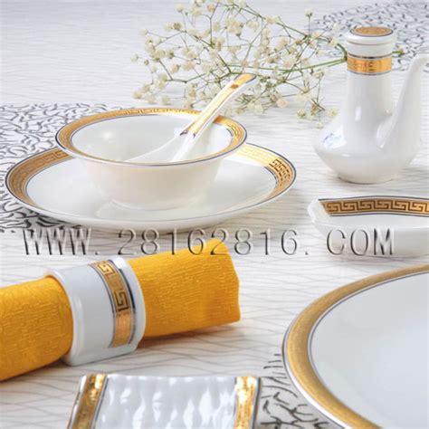 餐厅五星级陶瓷酒店用品批发餐具黄金镶边摆台碗盘勺子套装-阿里巴巴