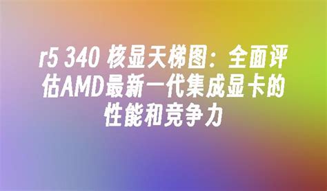 r5 340 核显天梯图：全面评估AMD最新一代集成显卡的性能和竞争力_常见问题_ 小鱼一键重装系统官网-win10/win11/win7电脑 ...